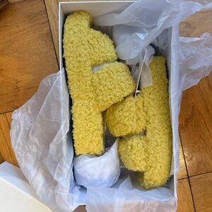 JW PEI Yellow Fuzzy Women's Sandals